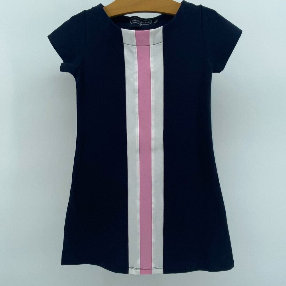 Duffield Lane Girl's Navy Blue and Pink Shift Dress
